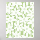 Trippy golvende bloemen pastel salie groen patroon poster (Voorkant)