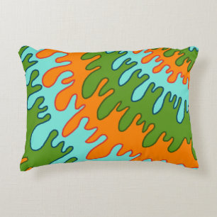 Trippy Groen Sinaasappel Vloeibare Drip Stripe Y2K Accent Kussen