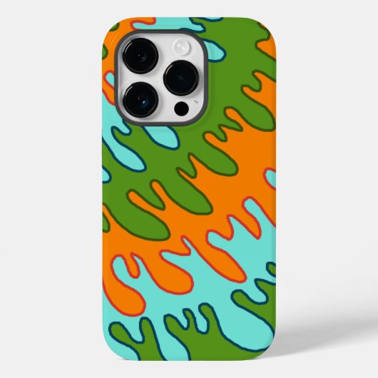 Trippy Groen Sinaasappel Vloeibare Drip Stripe Y2K Case-Mate iPhone Case (Achterkant)