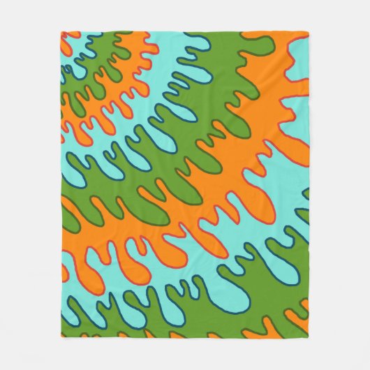 Trippy Groen Sinaasappel Vloeibare Drip Stripe Y2K Fleece Deken (Voorkant)