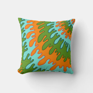 Trippy Groen Sinaasappel Vloeibare Drip Stripe Y2K Kussen