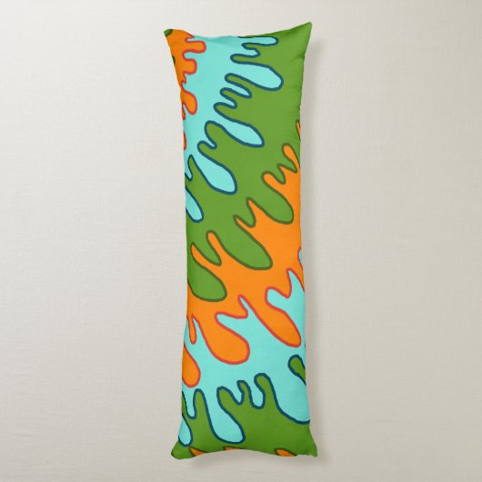 Trippy Groen Sinaasappel Vloeibare Drip Stripe Y2K Lichaamskussen (Achterkant (Verticaal))