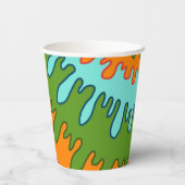 Trippy Groen Sinaasappel Vloeibare Drip Stripe Y2K Papieren Bekers (Achterkant)