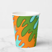 Trippy Groen Sinaasappel Vloeibare Drip Stripe Y2K Papieren Bekers (Links)