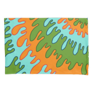 Trippy groene oranje vloeibare druppel streep Y2K- Kussensloop