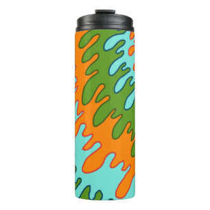 Trippy groene oranje vloeibare druppel streep Y2K- Thermosbeker
