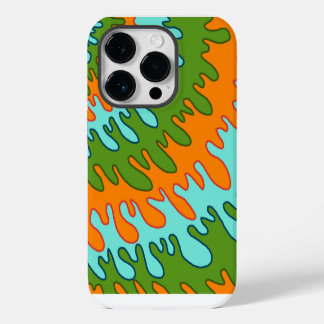 Trippy groene oranje vloeibare druppelstreep Y2K-p Case-Mate iPhone 14 Pro Hoesje