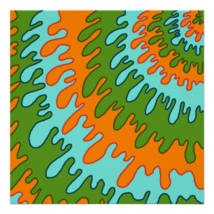 Trippy groene oranje vloeibare druppelstreep Y2K-p Perfect Poster