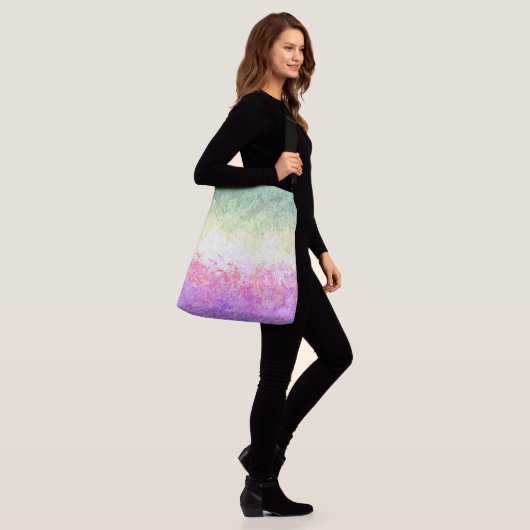 Trippy Groovy Boho Abstract Genderdoe Pride Vlag Crossbody Tas (Op model)