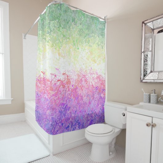 Trippy Groovy Boho Abstract Genderdoe Pride Vlag Douchegordijn (In situ)