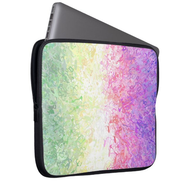Trippy Groovy Boho Abstract Genderdoe Pride Vlag Laptop Sleeve (Voorkant Rechts)