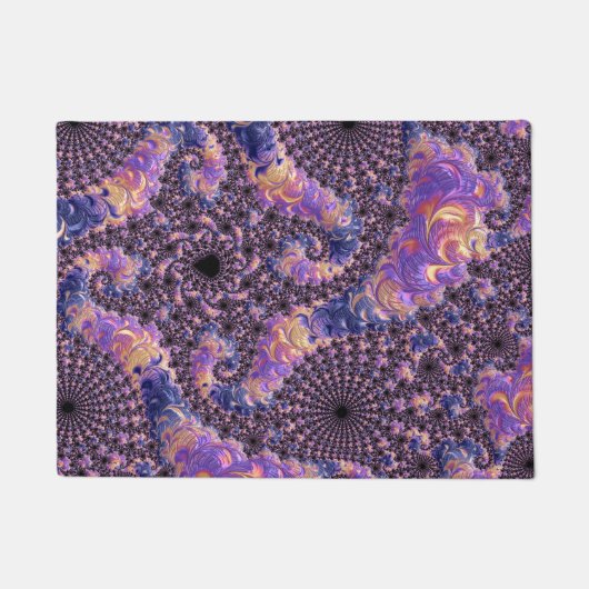 Trippy Groovy Boho Colorful Jewel Tone Fractal Art Deurmat (Voorkant)