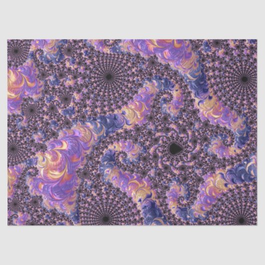 Trippy Groovy Boho Colorful Jewel Tone Fractal Art Tissuepapier (Voorkant)