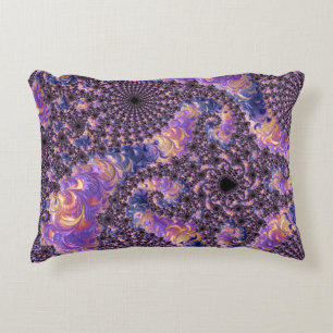 Trippy Groovy Boho Kleurrijke Juweeltoon Fractale Accent Kussen