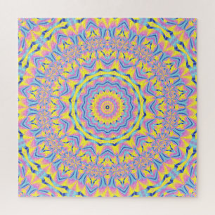Trippy Groovy Funky Hippie Kleurrijke Neon Mandala Legpuzzel