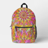 Trippy Groovy Funky Psychedelic Fractal Burst Bedrukte Rugzak (Voorkant)