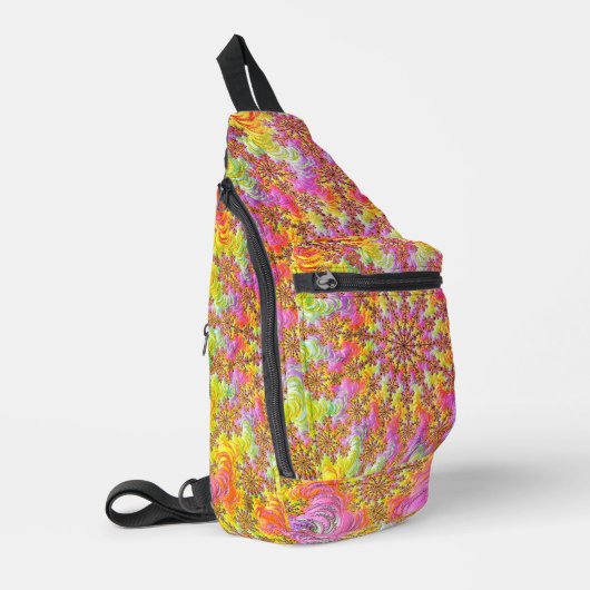 Trippy Groovy Funky Psychedelic Fractal Burst Sling Bag (Linkerhoek)