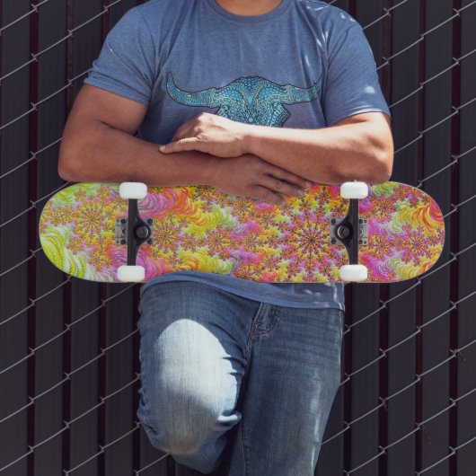Trippy Groovy Funky Psychedelische Fractale Uitbar Persoonlijk Skateboard (Buiten 3)