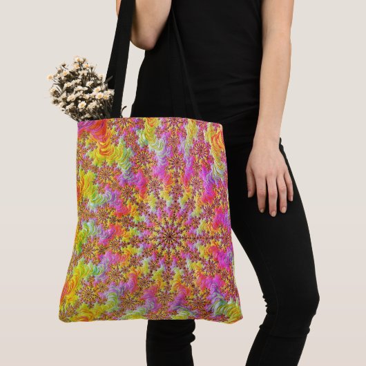 Trippy Groovy Funky Psychedelische Fractale Uitbar Tote Bag (Dichtbij)
