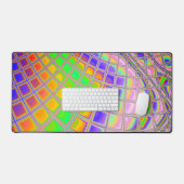 Trippy Groovy Kleurrijke Abstracte Digitale Fracta Bureaumat (Keyboard & Muis)