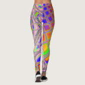 Trippy Groovy Kleurrijke Abstracte Digitale Fracta Leggings (Achterkant)