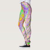 Trippy Groovy Kleurrijke Abstracte Digitale Fracta Leggings (Links)