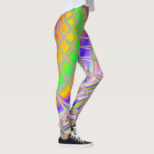 Trippy Groovy Kleurrijke Abstracte Digitale Fracta Leggings (Rechts)