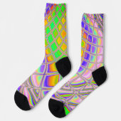Trippy Groovy Kleurrijke Abstracte Digitale Fracta Sokken (Links)
