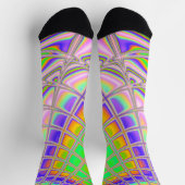 Trippy Groovy Kleurrijke Abstracte Digitale Fracta Sokken (Top)