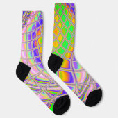Trippy Groovy Kleurrijke Abstracte Digitale Fracta Sokken (Rechts)