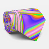 Trippy Groovy Kleurrijke Abstracte Digitale Fracta Stropdas (Opgerold)