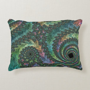 Trippy Groovy Kleurrijke Juweeltoon Fractale Kunst Accent Kussen