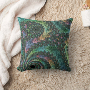 Trippy Groovy Kleurrijke Juweeltoon Fractale Kunst Kussen
