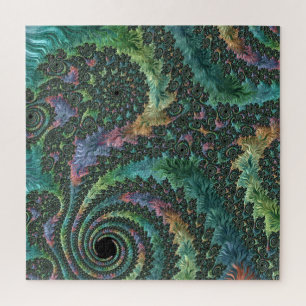 Trippy Groovy Kleurrijke Juweeltoon Fractale Kunst Legpuzzel