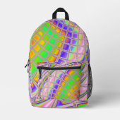 Trippy Groovy Levendige Abstracte Digitale Fractal Bedrukte Rugzak (Voorkant)