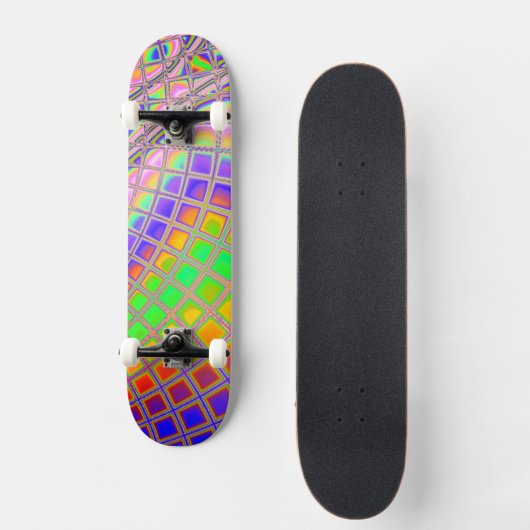 Trippy Groovy Levendige Abstracte Digitale Fractal Persoonlijk Skateboard (Voorkant)