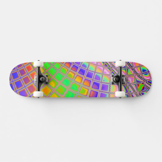 Trippy Groovy Levendige Abstracte Digitale Fractal Persoonlijk Skateboard (Horizontaal)