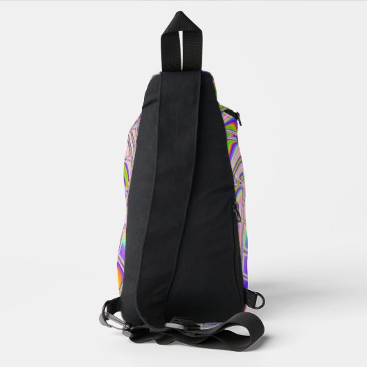 Trippy Groovy Levendige Abstracte Digitale Fractal Sling Bag (Achterkant)