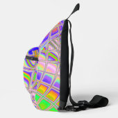 Trippy Groovy Levendige Abstracte Digitale Fractal Sling Bag (Rechts)