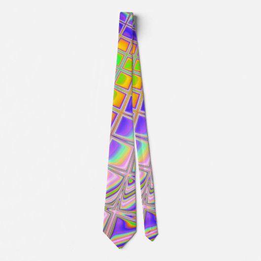 Trippy Groovy Levendige Abstracte Digitale Fractal Stropdas (Voorkant)
