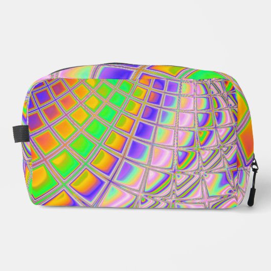 Trippy Groovy Levendige Abstracte Digitale Fractal Toilettasje (Voorkant)
