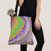 Trippy Groovy Levendige Abstracte Digitale Fractal Tote Bag (Dichtbij)
