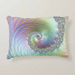 Trippy Groovy Pastel Rainbow Spiral Fractal Art Accent Kussen