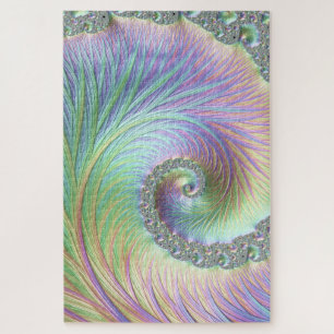 Trippy Groovy Pastel Rainbow Spiral Fractal Art Legpuzzel