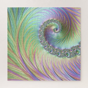 Trippy Groovy Pastel Rainbow Spiral Fractal Art Legpuzzel