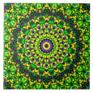 Trippy Groovy Retro Hippie Kleurrijke Mandala Art Tegeltje