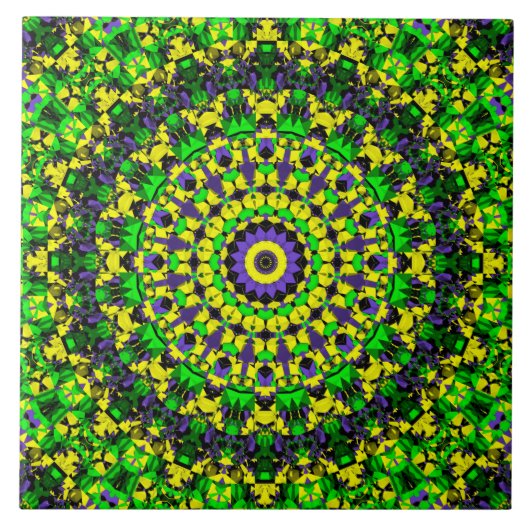 Trippy Groovy Retro Hippie Kleurrijke Mandala Art Tegeltje (Voorkant)