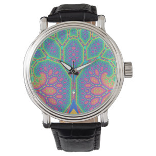 Trippy Groovy Wiskundige Geometrische Fractal Tree Horloge