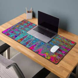 Trippy Hemelblauw Abstract Retro Atoomgolven Bureaumat