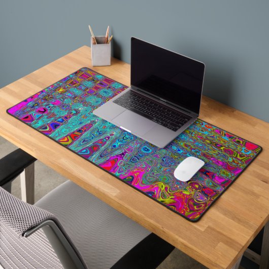 Trippy Hemelblauw Abstract Retro Atoomgolven Bureaumat (Kantoor 2)
